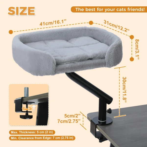 Soft Cat Bed for Desk, 360° Rotatable