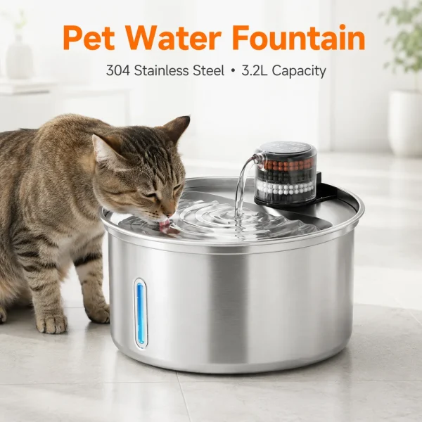 Automatic Cat Water Fountain, Stainless Steel