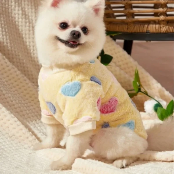 Cute Heart Print Flannel Dog Vest